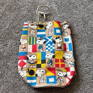 Vintage 1965 Snoopy Canvas Bucket Bag with Drawstring